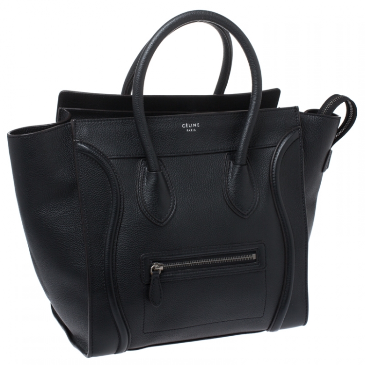 Pre Owned Celine Black Leather Mini Luggage Tote