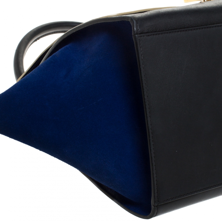 مملوكة مسبقًا Celine Tricolor Leather and Suede Medium Trapeze Bag