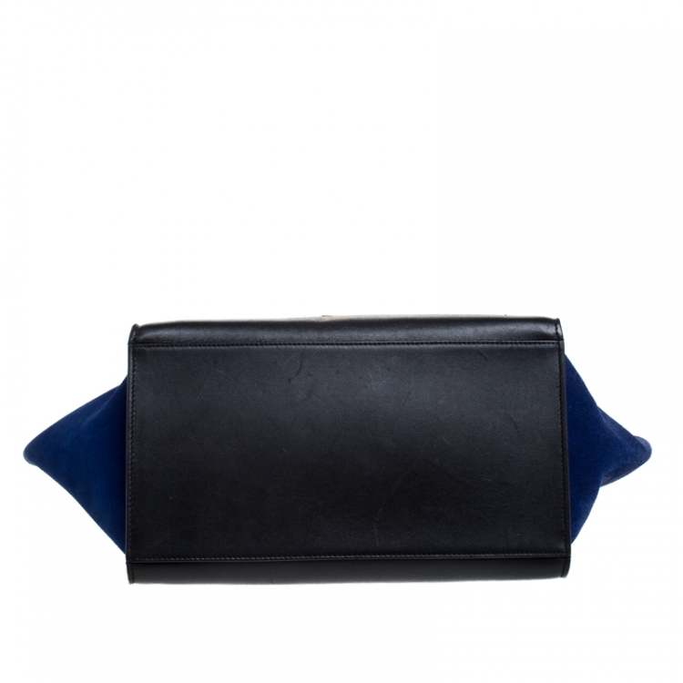 مملوكة مسبقًا Celine Tricolor Leather and Suede Medium Trapeze Bag