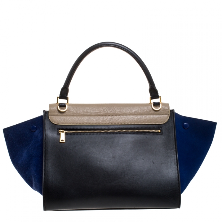 مملوكة مسبقًا Celine Tricolor Leather and Suede Medium Trapeze Bag