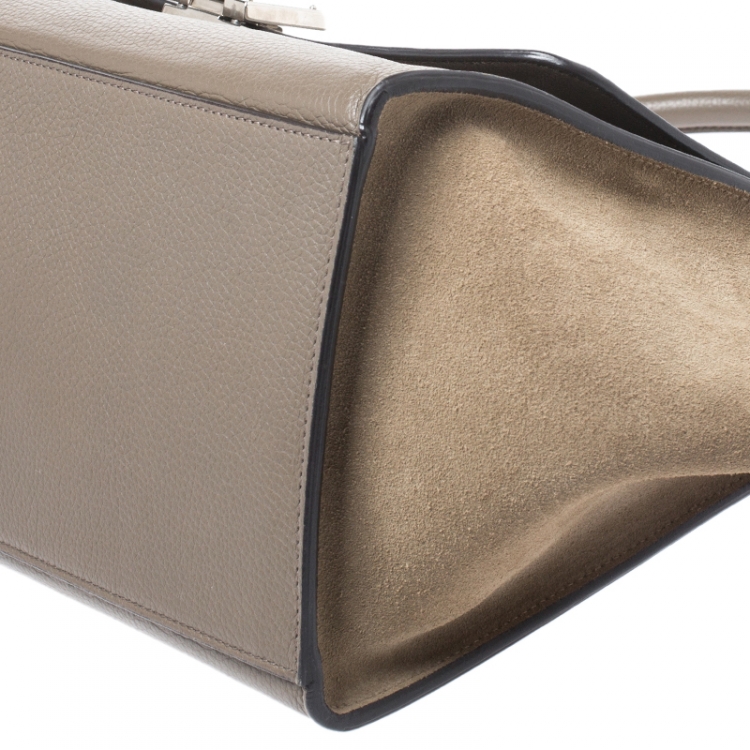 Pre Owned Celine Beige Leather and Suede Small Trapeze Bag