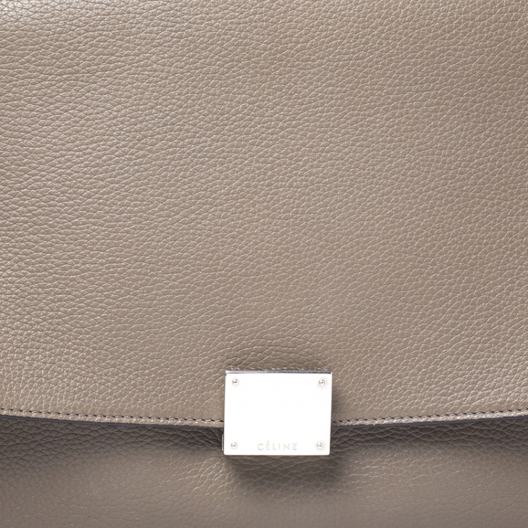 Pre Owned Celine Beige Leather and Suede Small Trapeze Bag