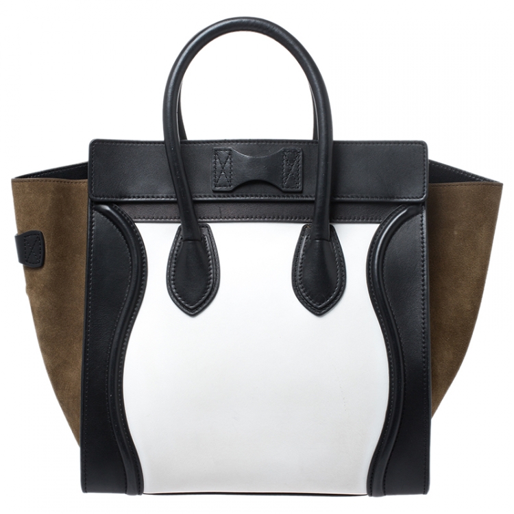 Pre Owned Celine Tri Color Leather and Suede Medium Luggage Tote