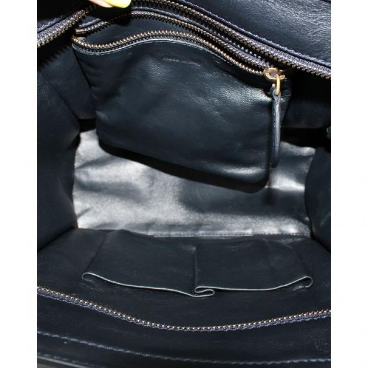 Pre Owned Celine Nude/Black Suede Leather Micro Luggage Bag