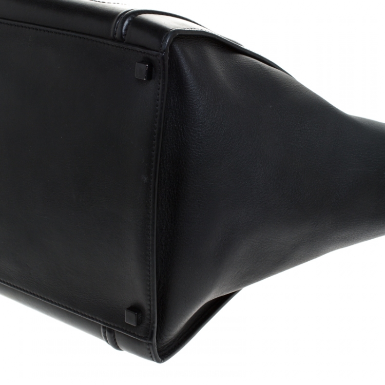 Pre Owned Celine Black Leather Medium Phantom Luggage Tote 