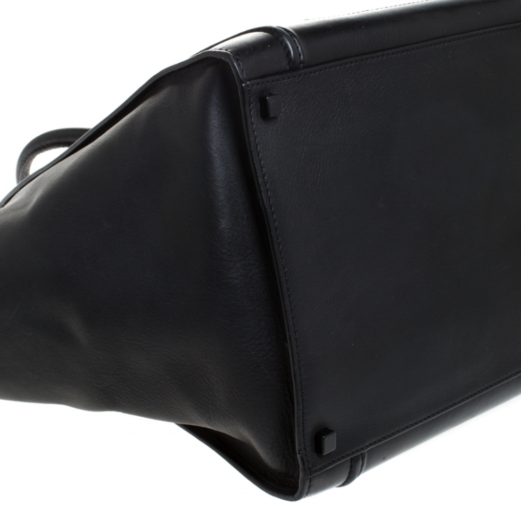 Pre Owned Celine Black Leather Medium Phantom Luggage Tote 