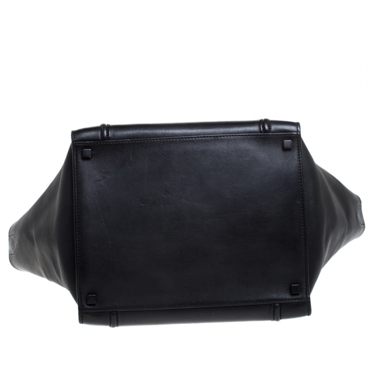 Pre Owned Celine Black Leather Medium Phantom Luggage Tote 