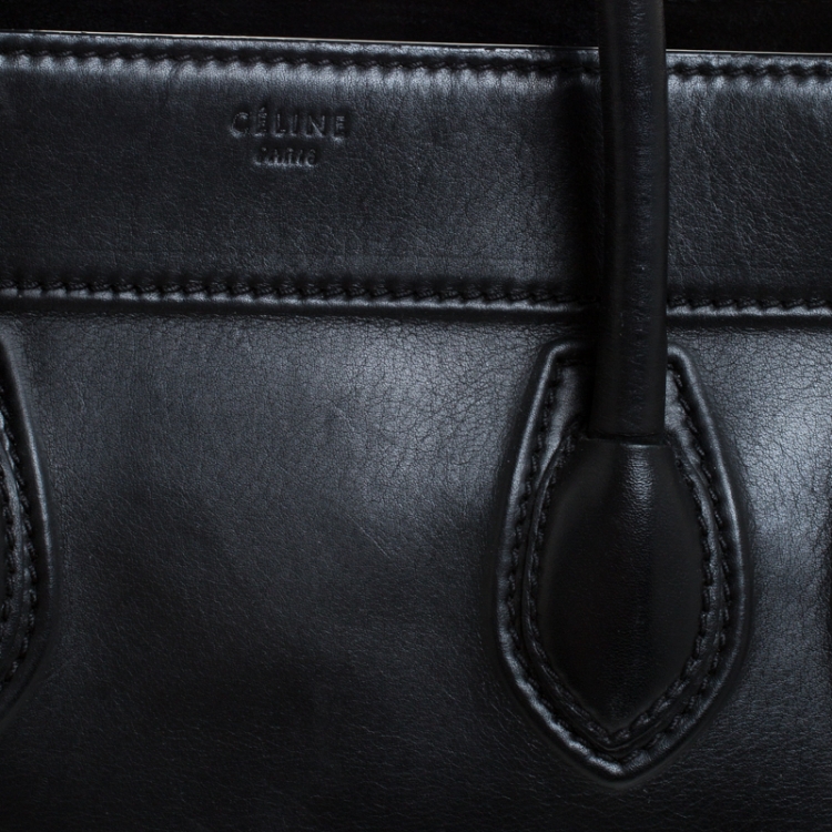 Pre Owned Celine Black Leather Medium Phantom Luggage Tote 