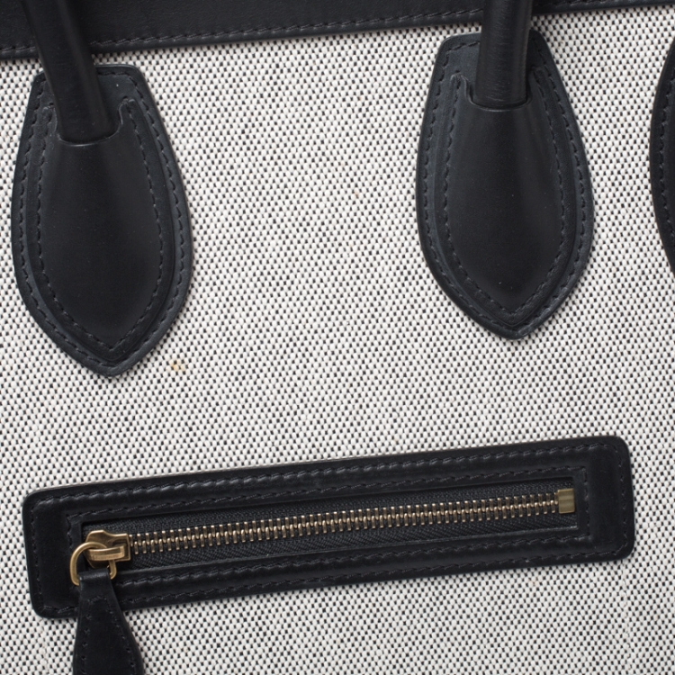 Pre Owned Celine Tri Color Canvas/Suede and Leather Mini Luggage Tote
