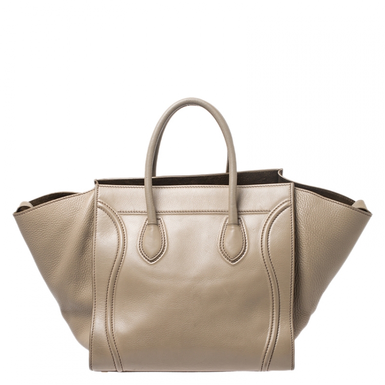 Pre Owned Celine Beige Leather Medium Phantom Luggage Tote