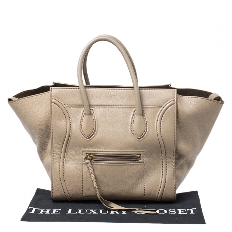 Pre Owned Celine Beige Leather Medium Phantom Luggage Tote
