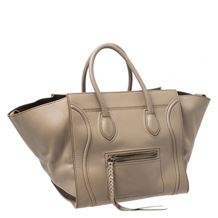 Pre Owned Celine Beige Leather Medium Phantom Luggage Tote
