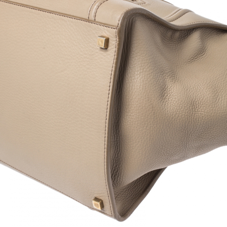 Pre Owned Celine Beige Leather Medium Phantom Luggage Tote