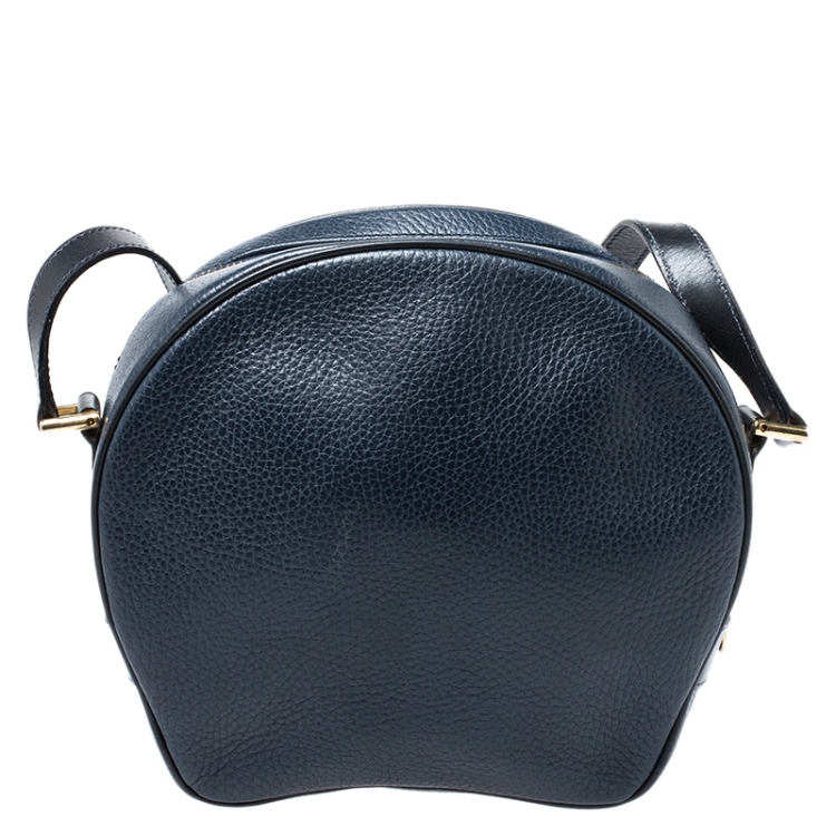 Pre Owned Celine Navy Blue Leather Front Pocket Crossbody Bag