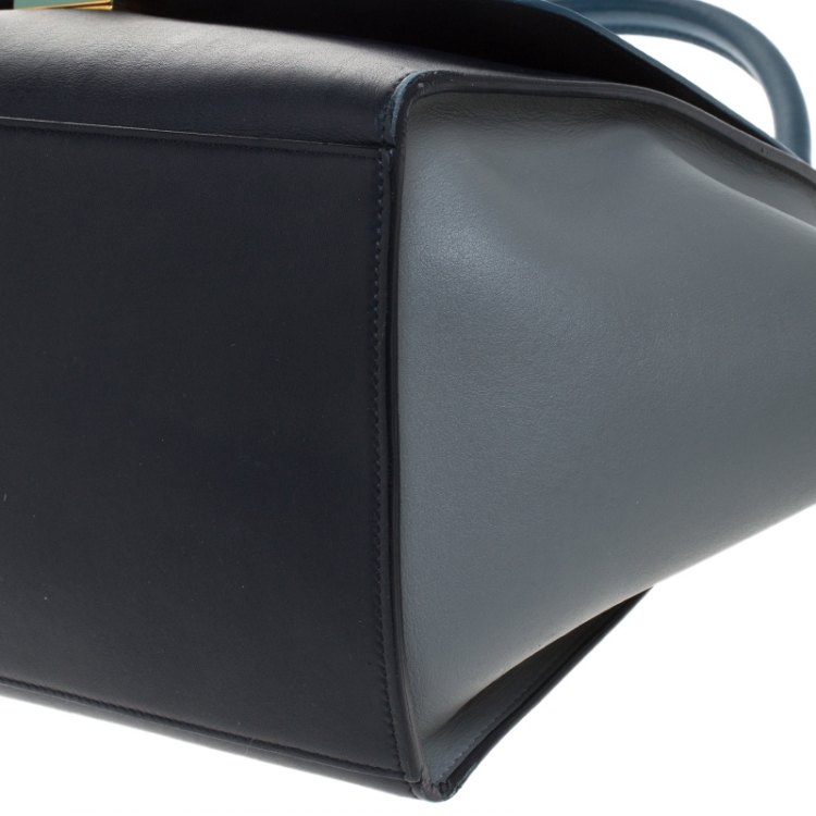 Pre Owned Celine Tri Color Leather Medium Trapeze Bag