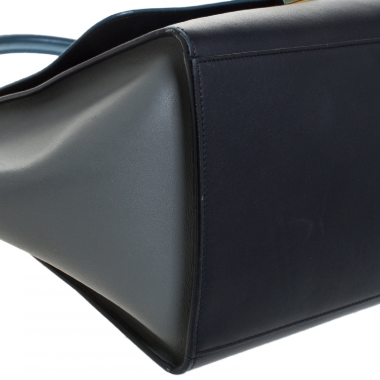 Pre Owned Celine Tri Color Leather Medium Trapeze Bag