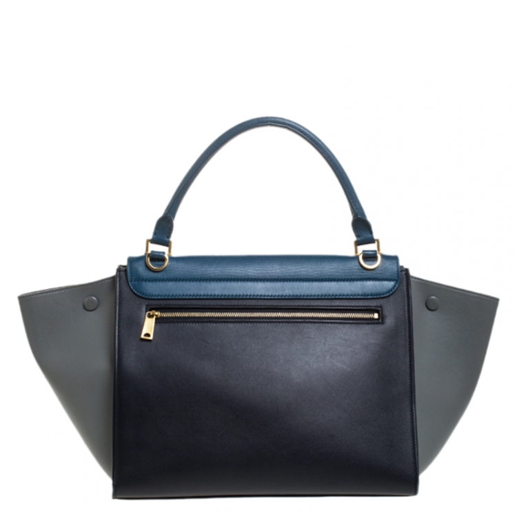 Pre Owned Celine Tri Color Leather Medium Trapeze Bag