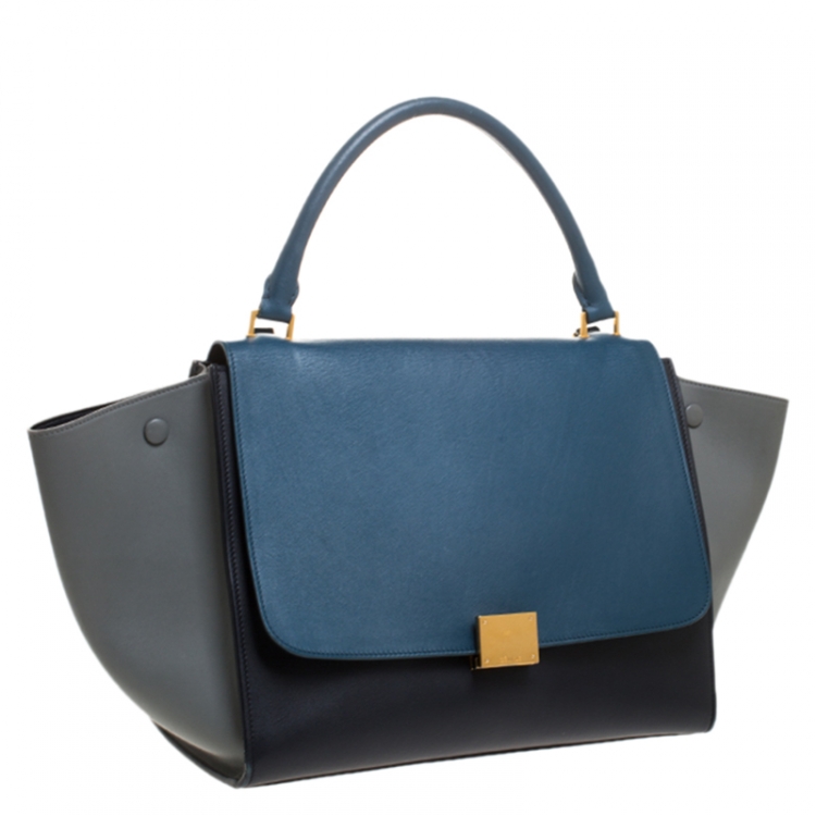 Pre Owned Celine Tri Color Leather Medium Trapeze Bag