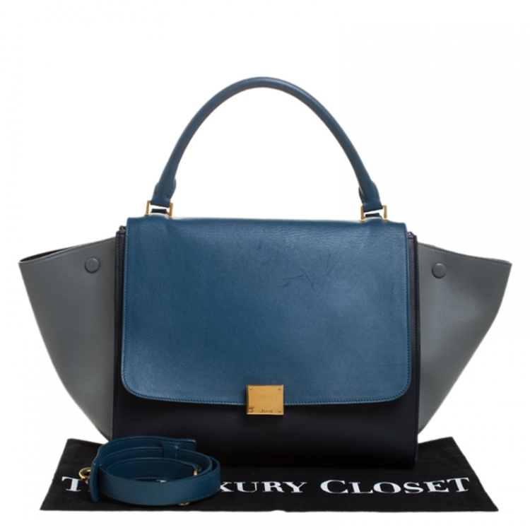 Pre Owned Celine Tri Color Leather Medium Trapeze Bag