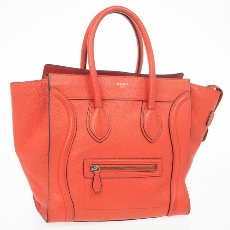 Pre Owned Celine Lipstick Red Mini Luggage Tote