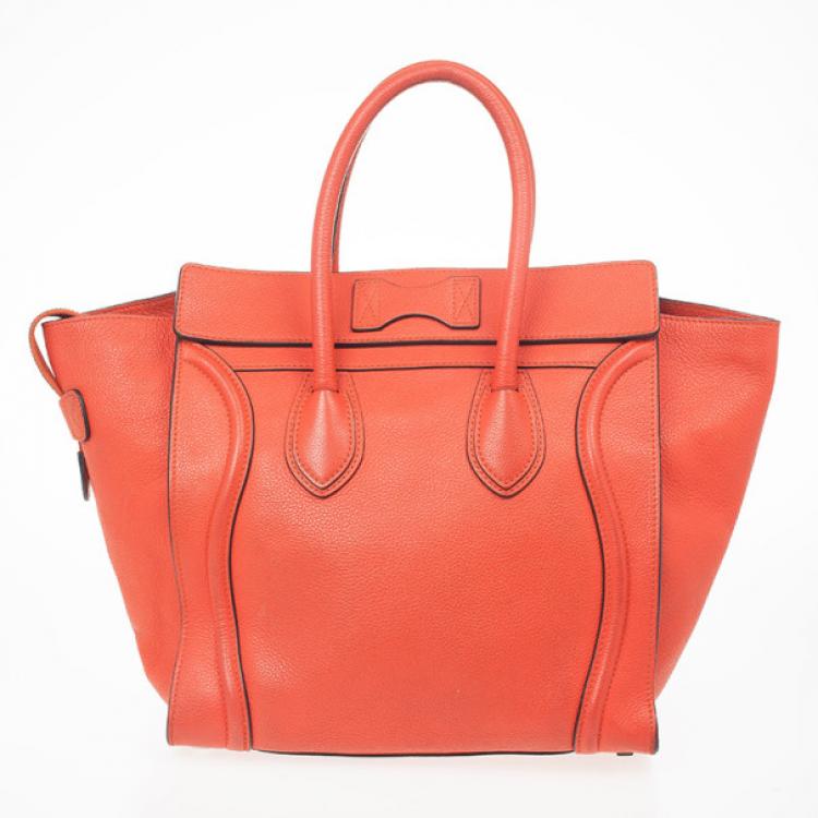 Pre Owned Celine Lipstick Red Mini Luggage Tote