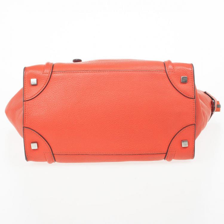 Pre Owned Celine Lipstick Red Mini Luggage Tote