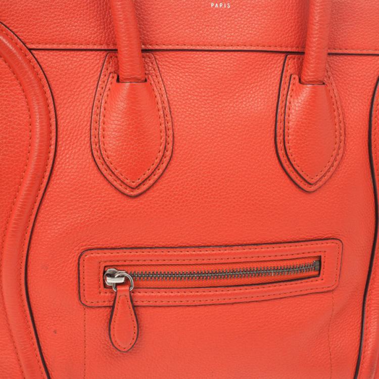 Pre Owned Celine Lipstick Red Mini Luggage Tote