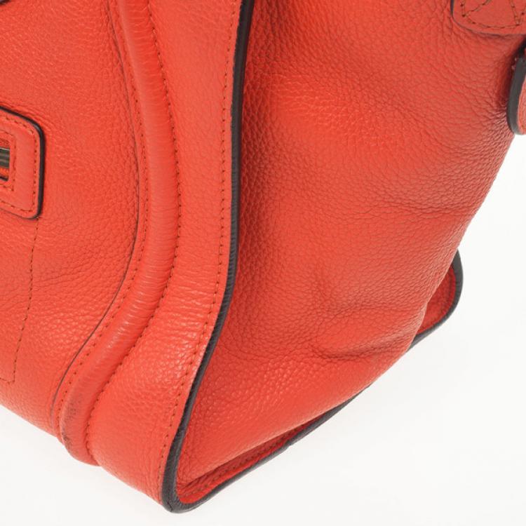 Pre Owned Celine Lipstick Red Mini Luggage Tote