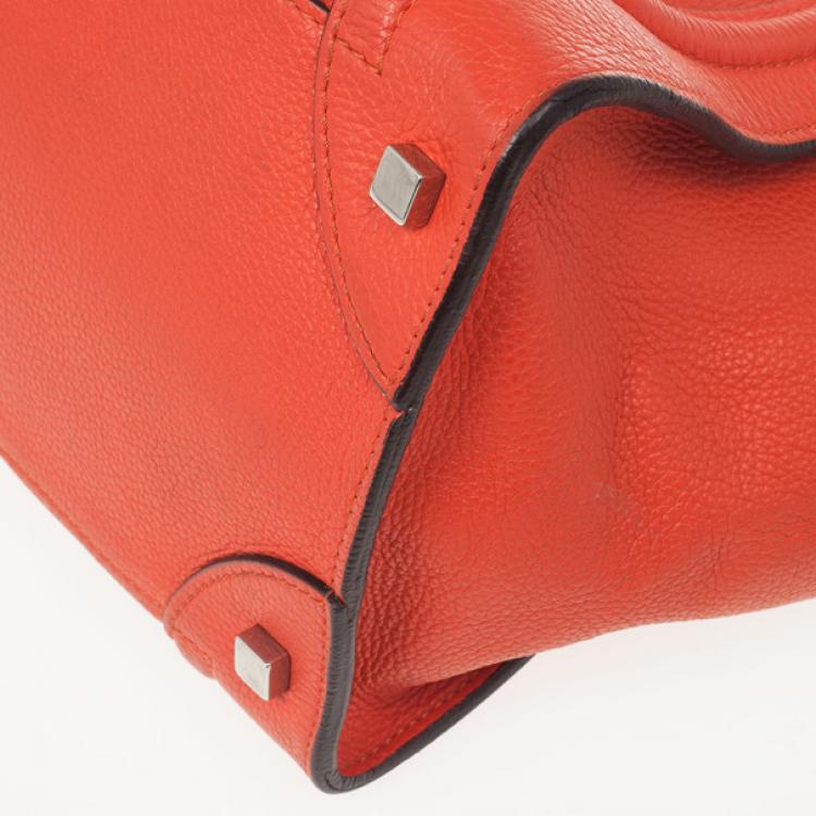 Pre Owned Celine Lipstick Red Mini Luggage Tote