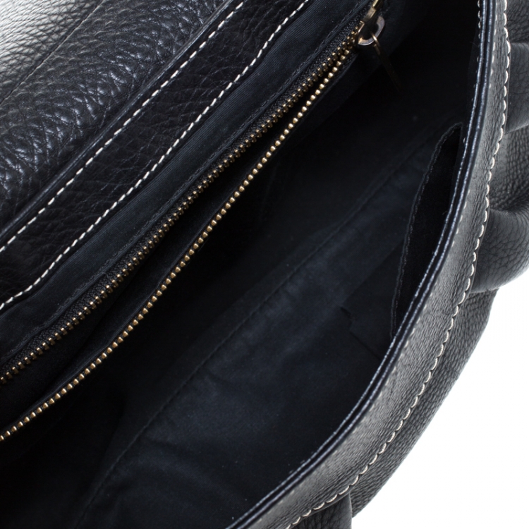 Pre Owned Celine Black Leather Buckle Shoulder Bag