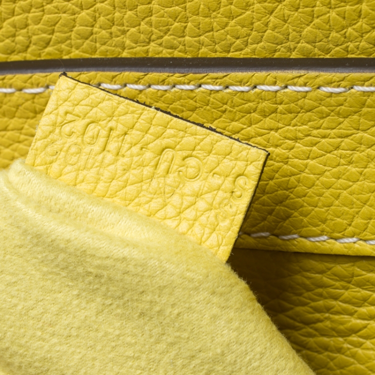 Pre Owned Celine Yellow Leather Mini Luggage Tote