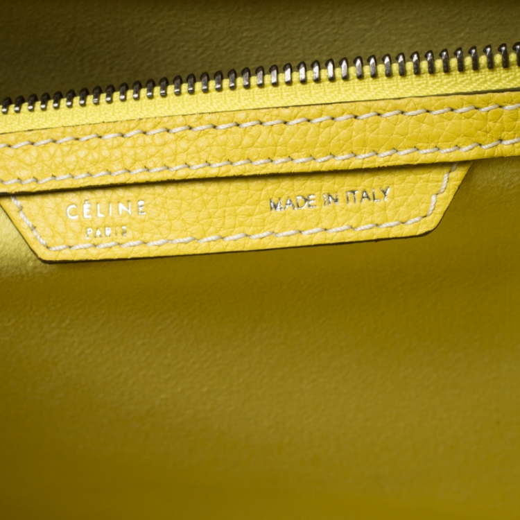 Pre Owned Celine Yellow Leather Mini Luggage Tote