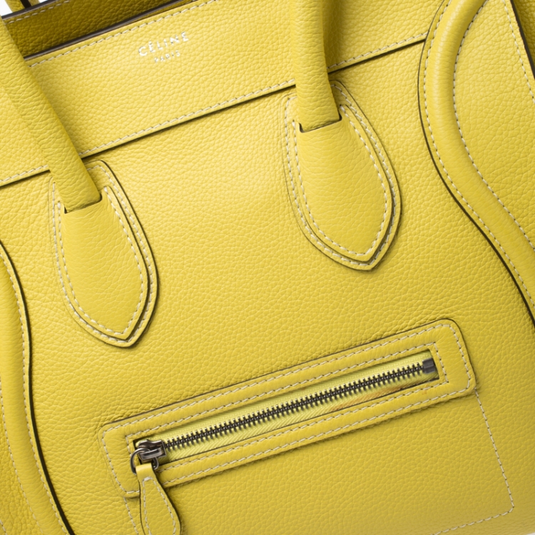 Pre Owned Celine Yellow Leather Mini Luggage Tote