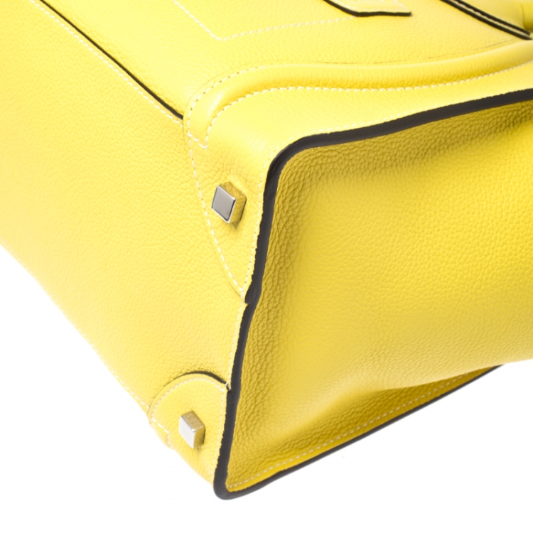 Pre Owned Celine Yellow Leather Mini Luggage Tote