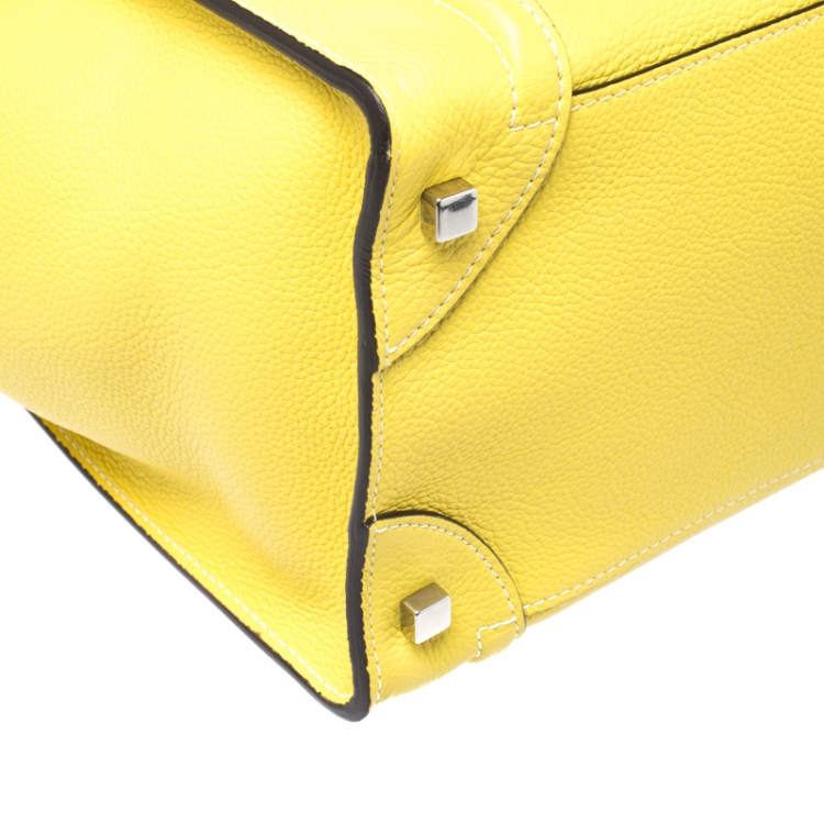 Pre Owned Celine Yellow Leather Mini Luggage Tote
