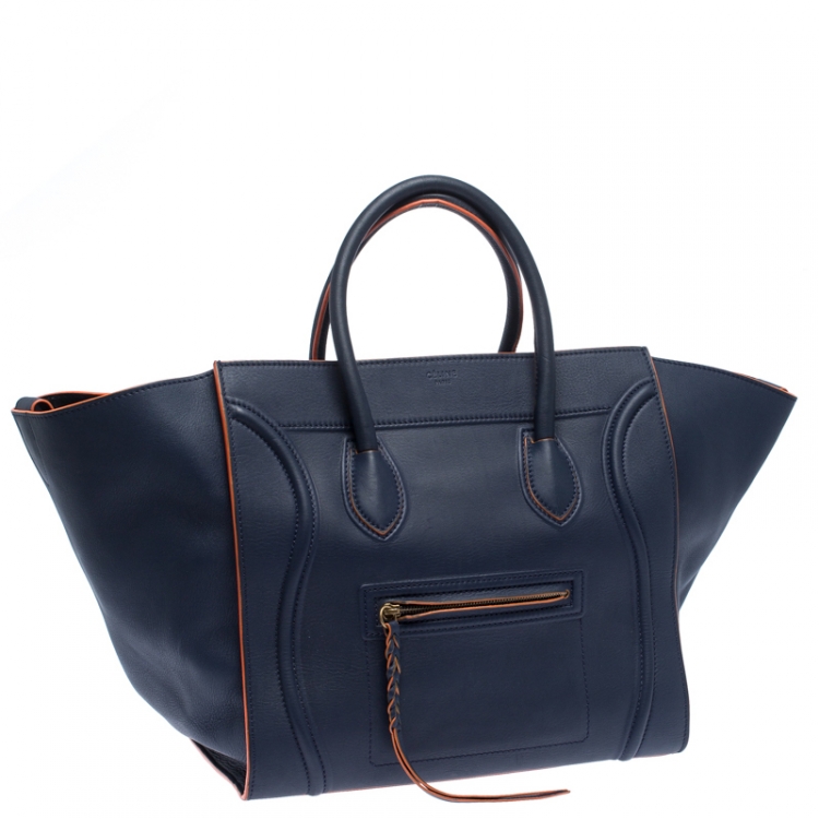 Pre Owned Celine Navy Blue Leather Large Phantom Luggage Tote