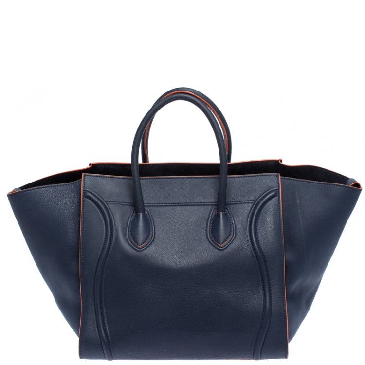 Pre Owned Celine Navy Blue Leather Large Phantom Luggage Tote