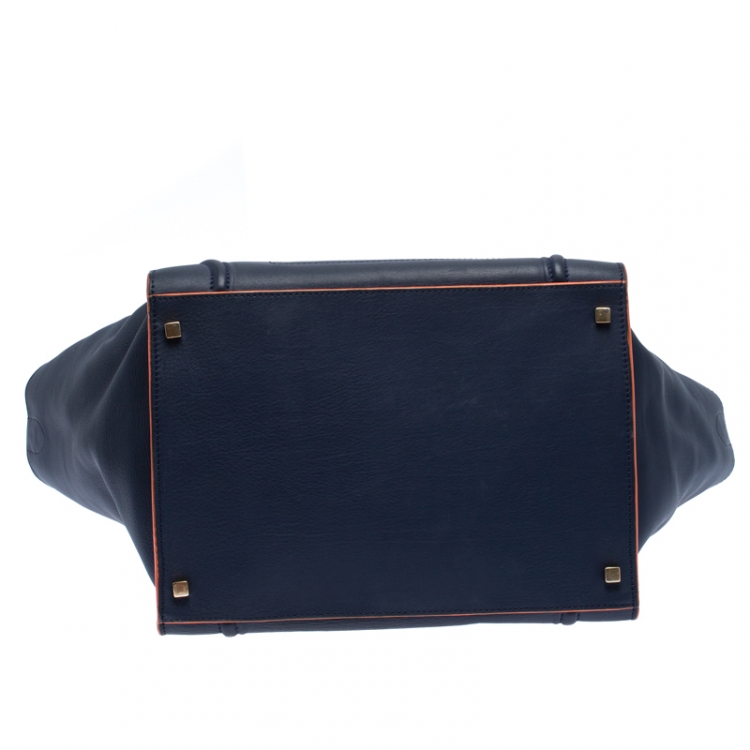 Pre Owned Celine Navy Blue Leather Large Phantom Luggage Tote