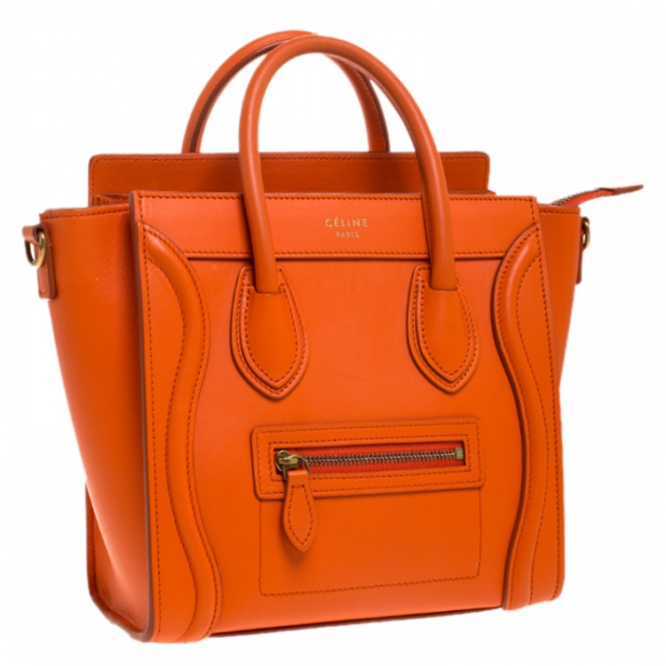 مملوكة مسبقًا Celine Orange Leather Nano Luggage Tote
