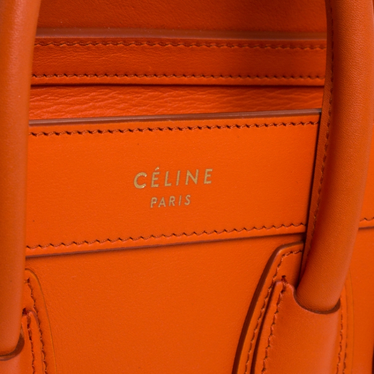 مملوكة مسبقًا Celine Orange Leather Nano Luggage Tote
