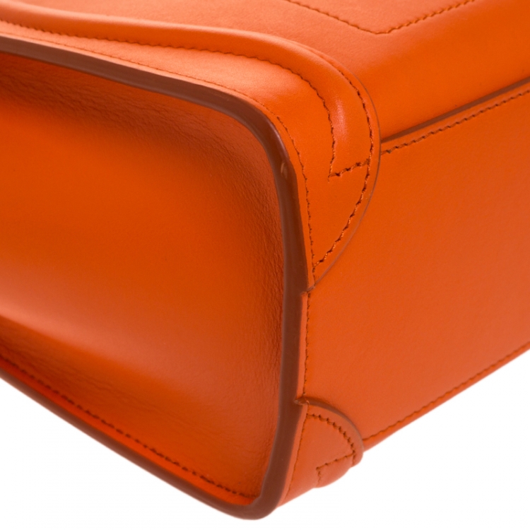 مملوكة مسبقًا Celine Orange Leather Nano Luggage Tote