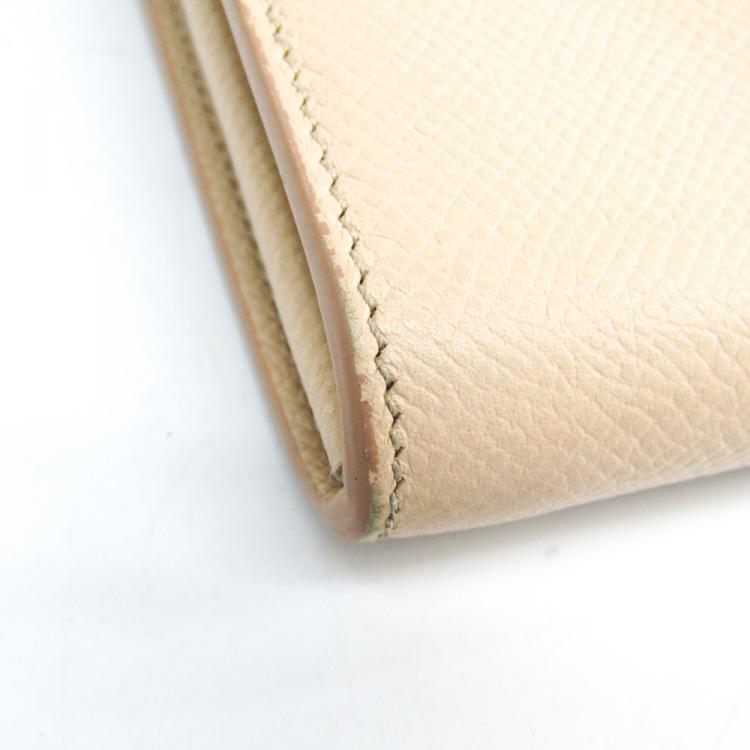 Pre Owned Celine Beige Leather Trotter Medium Bifold Wallet
