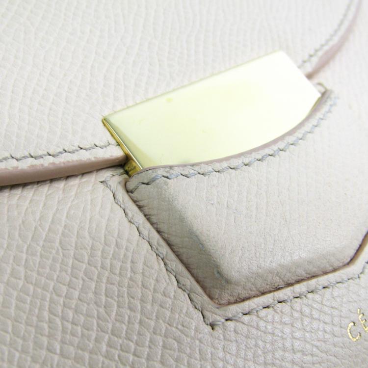 Pre Owned Celine Beige Leather Trotter Medium Bifold Wallet