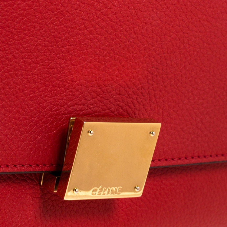 Pre Owned Celine Red Leather and Suede Medium Trapeze Bag
