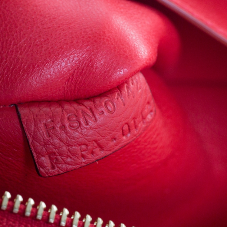 Pre Owned Celine Red Leather and Suede Medium Trapeze Bag