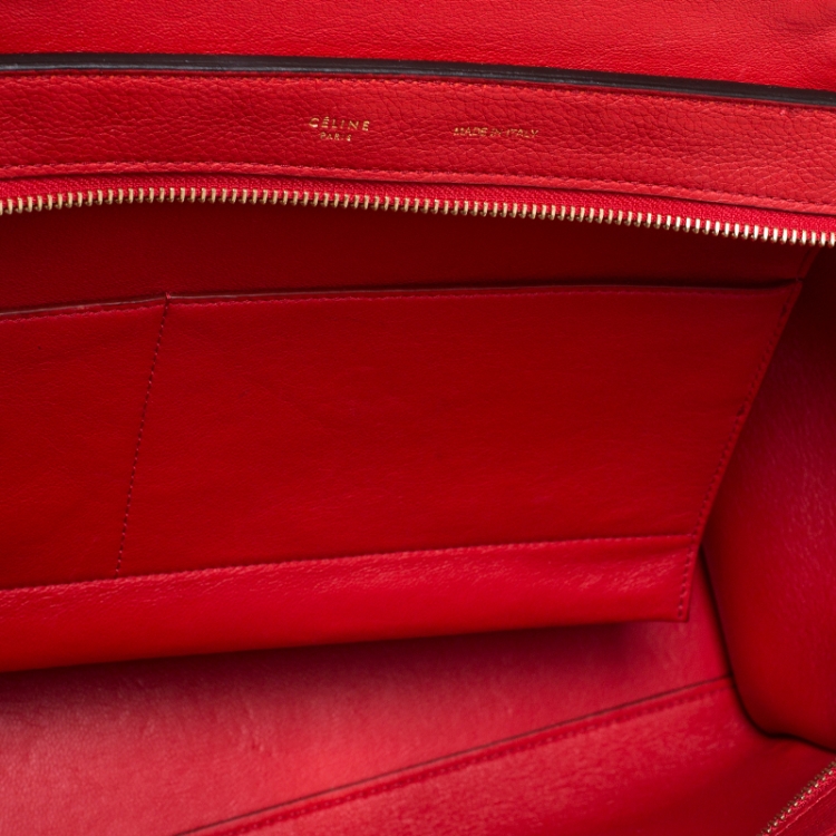 Pre Owned Celine Red Leather and Suede Medium Trapeze Bag