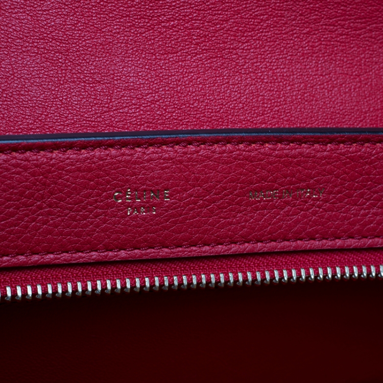 Pre Owned Celine Red Leather and Suede Medium Trapeze Bag
