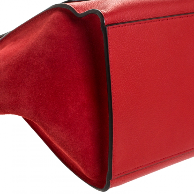 Pre Owned Celine Red Leather and Suede Medium Trapeze Bag