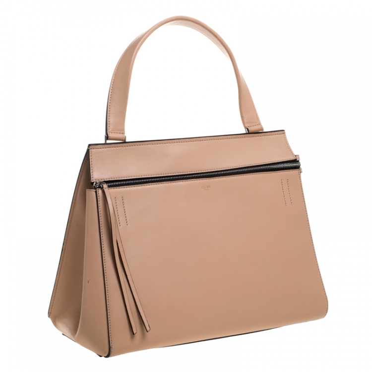 Pre Owned Celine Beige Leather Medium Edge Bag