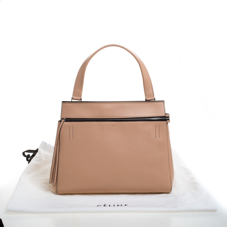 Pre Owned Celine Beige Leather Medium Edge Bag